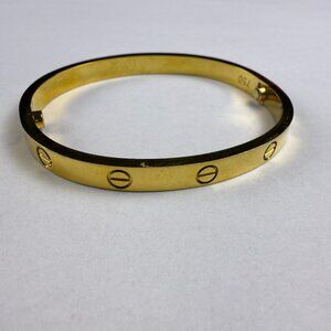 Yellow Gold Tone Love Bangle Bracelet Size 17